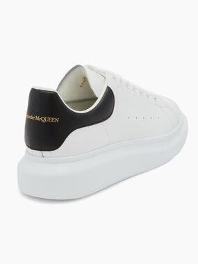 Alexander McQueen White & Black Leather Platform Sneakers